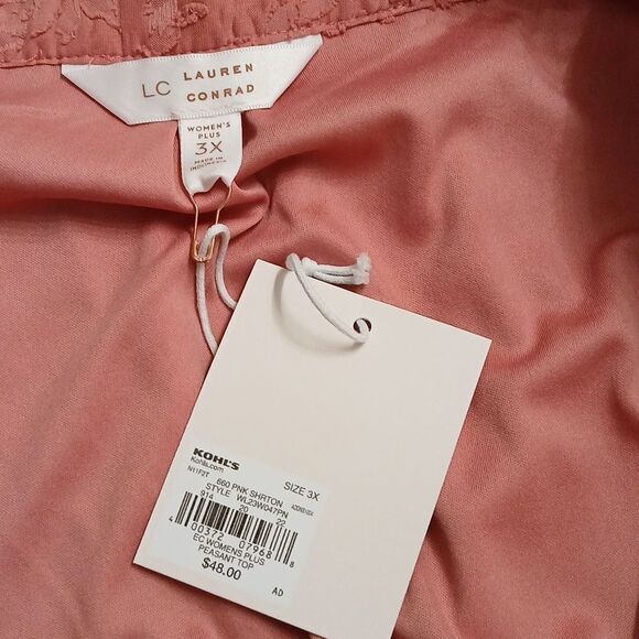 LC Lauren Conrad salmon color peasant top blouse  Sz 3X - Picture 5 of 5